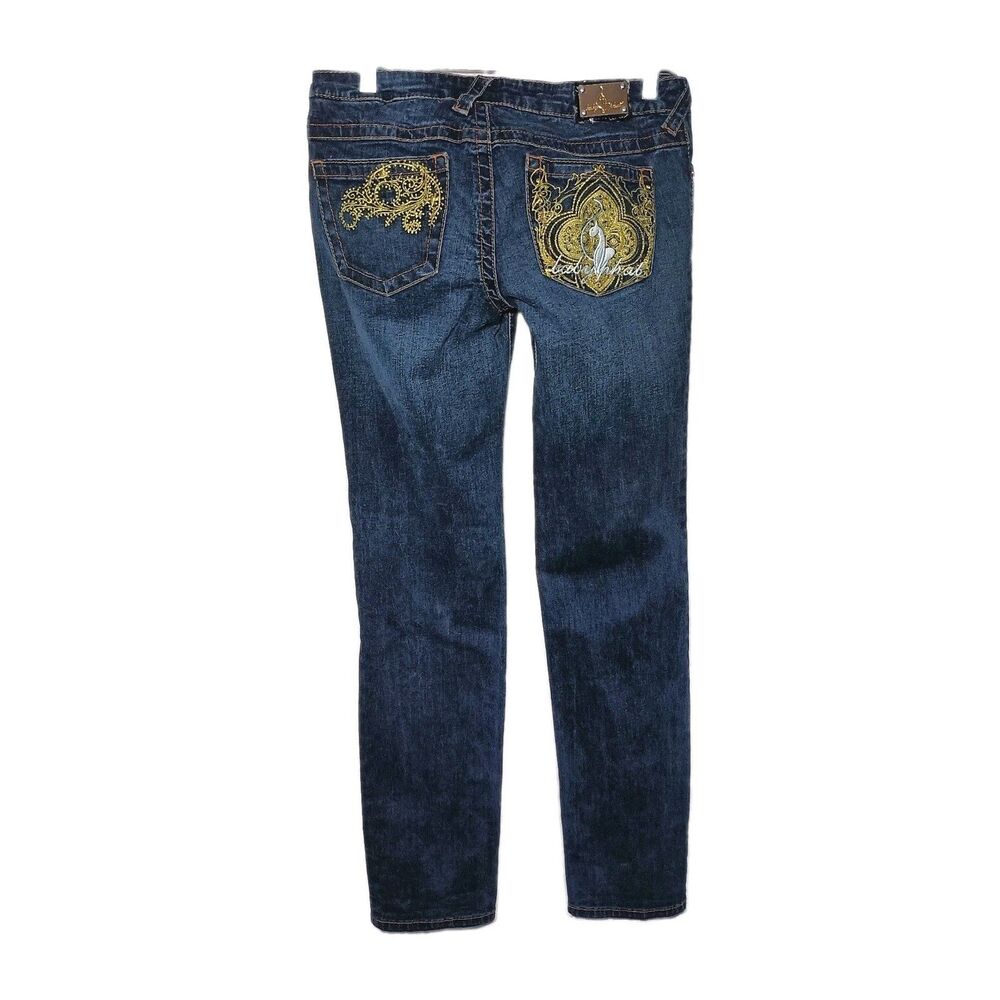 Baby Phat Vintage Made In Hong Kong Low Rise Embroidered Y2K Jeans Bling Size 7